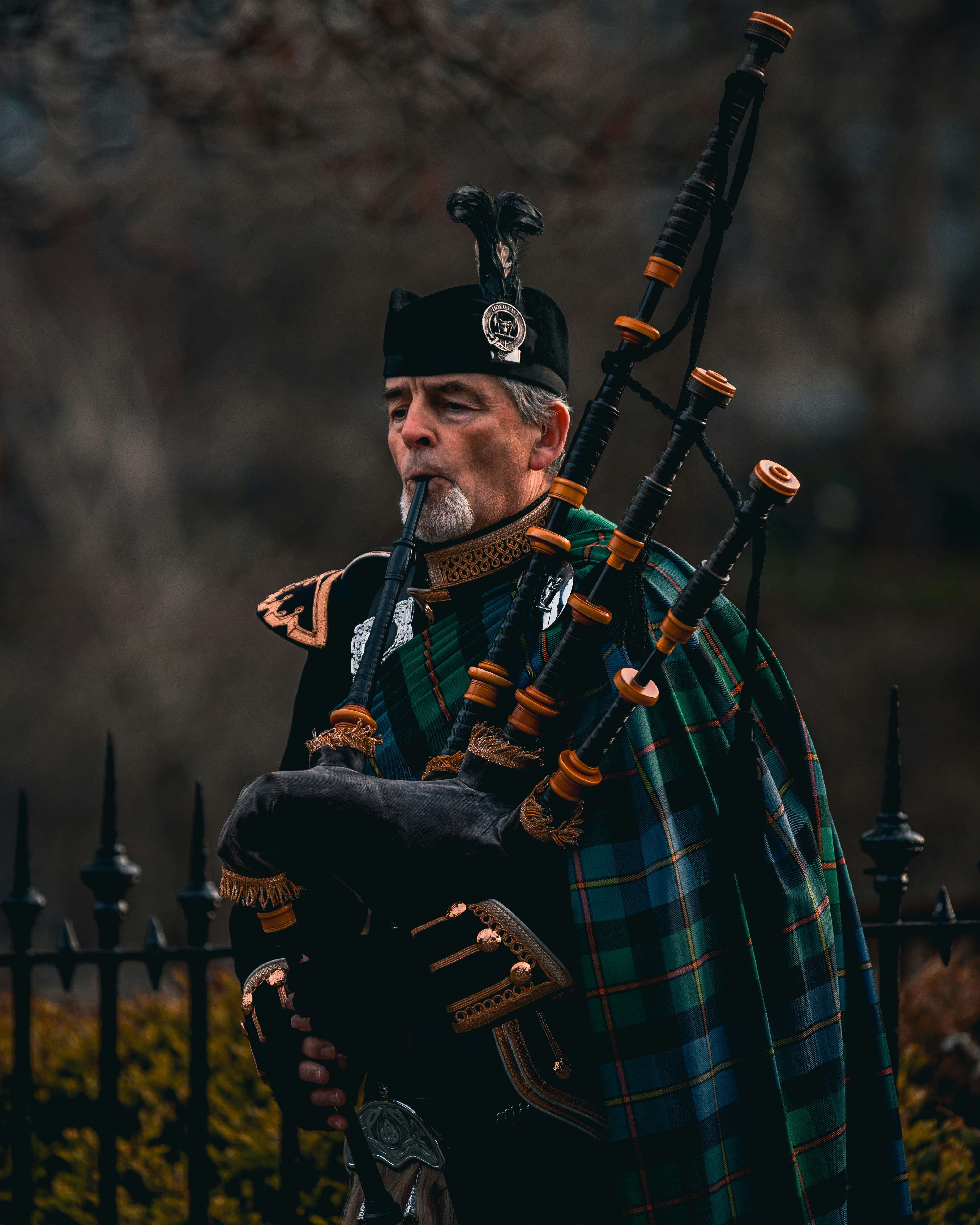 man playing bagpipes